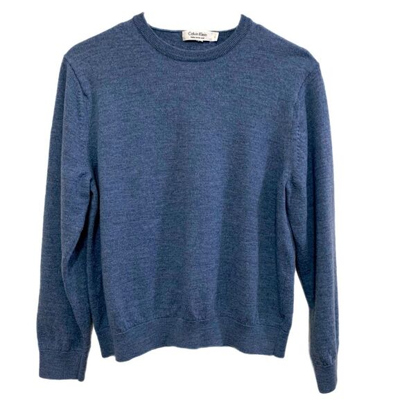 Calvin Klein 100% Merino Wool Crewneck Sweater Men’s Large Blue. - Picture 1 of 12
